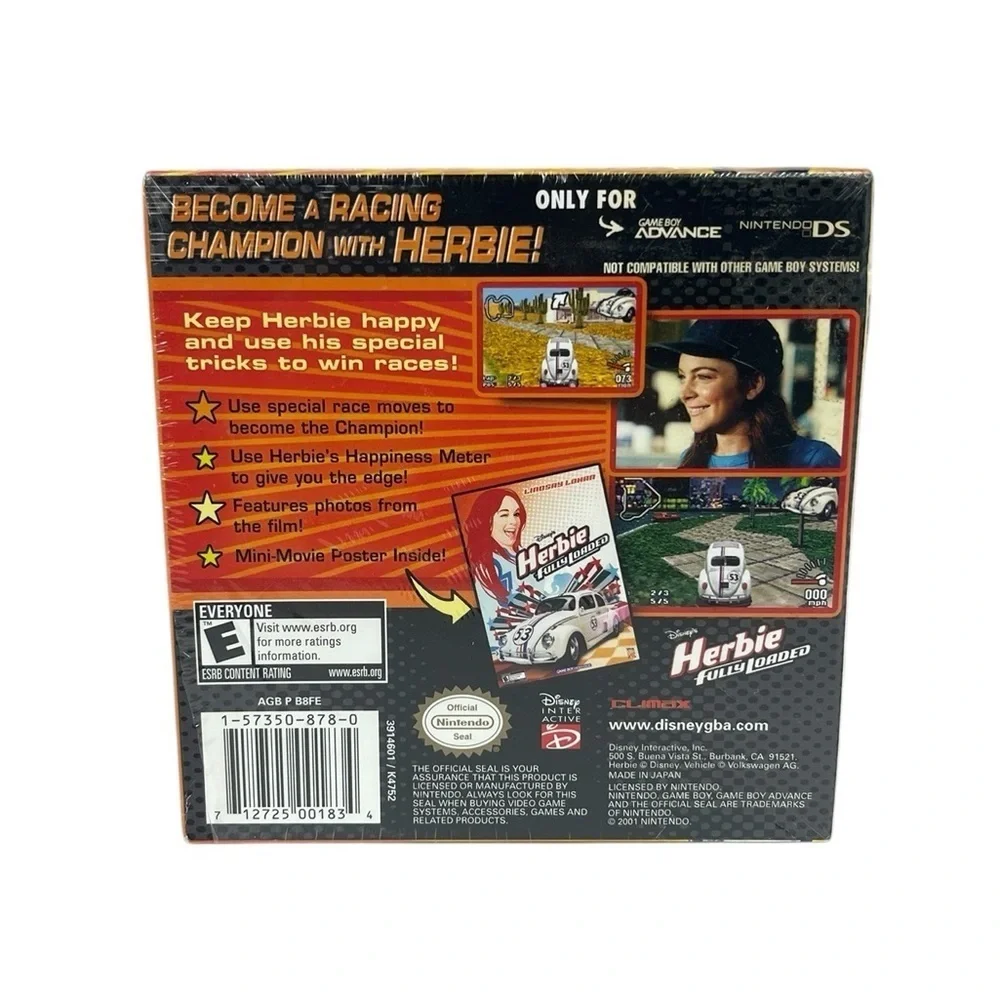 New Nintendo Gameboy Advance Herbie Fully Loaded Video Game
